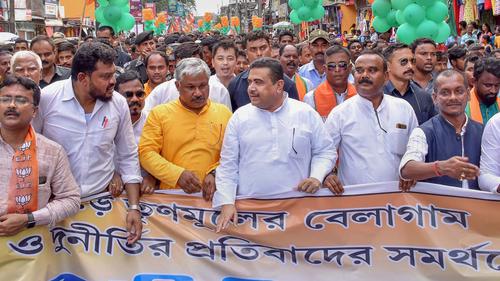 Kolkata Police has detained BJP leaders Suvendu Adhikari, Rahul Sinha and MP Locket Chatterjee