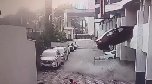 Shocking CCTV Footage Captures Car Falling From First-Floor Parking in Pune 