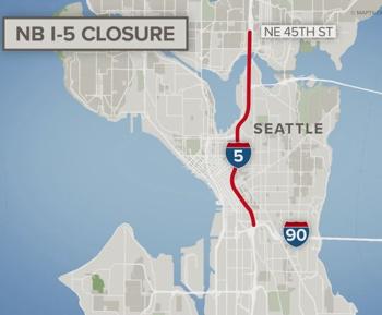 Northbound I-5 Closed Through Downtown Seattle for Weekend Repairs