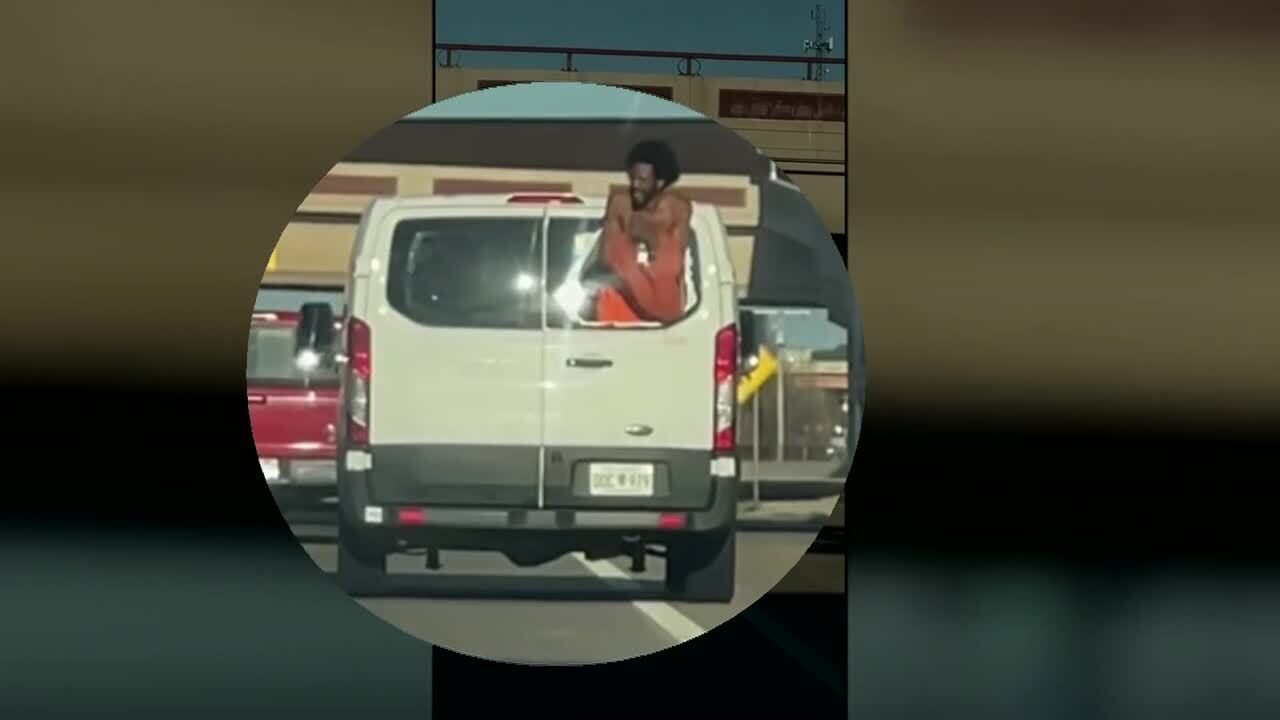 Inmate SpotHanging Out of Prison Van on Busy Oklahoma Highway Creates Shock Among Drivers