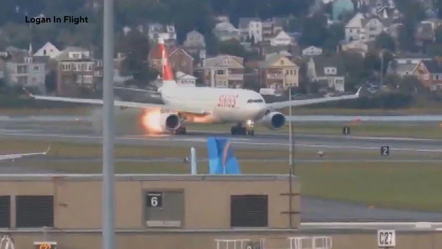 Swiss Air Lines Flight Aborts Takeoff After Engine Flames at Boston Logan Airport