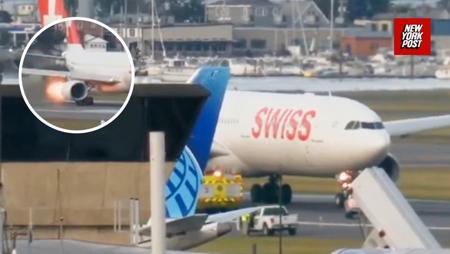 Swiss Air Lines Flight Aborts Takeoff After Engine Flames at Boston Logan Airport