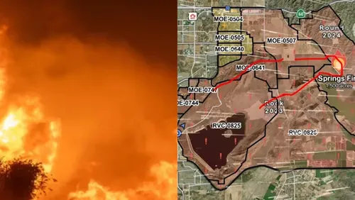Springs Fire Prompts Evacuations Near Moreno Valley Amid High Winds