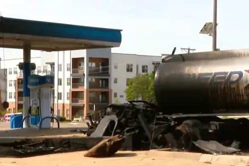 Gasoline Tanker Ignites After Collision and Downed Power Lines in Fort Worth