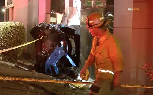 Corvette Crashes Into City of Industry Maserati Dealership After Freeway Accident