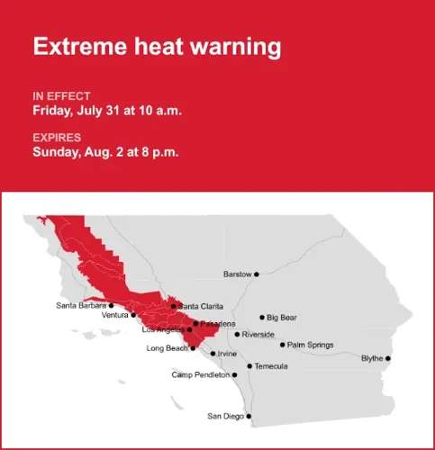 Extreme Heat Warning Issued for Southern California as Temperatures Soar